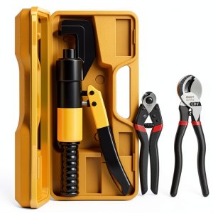 8 Tons Hydraulic Crimping Tool DELIXI Crimper with 9 Dies Yellow-0