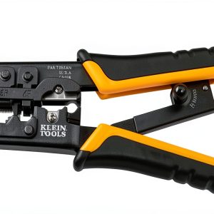 Klein Tools Ratcheting Modular Crimper Stripper Yellow Black RJ45-0