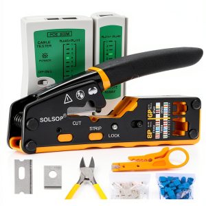 Solsop Pass Through RJ45 Crimp Tool Kit for Ethernet CAT5e CAT6-0